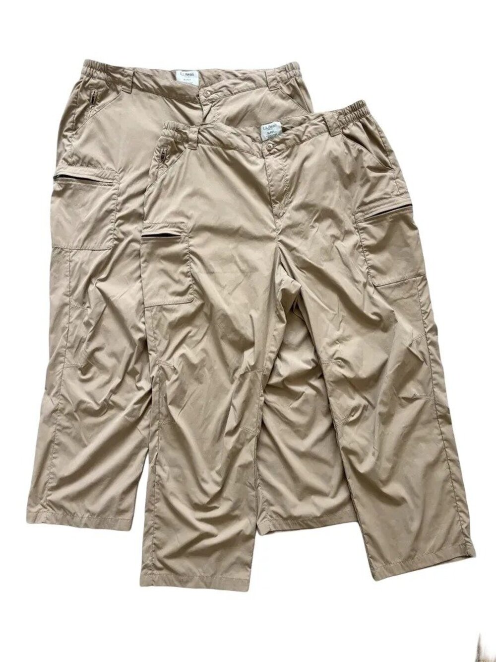 NEW L.L. BEAN Bundle (2) Nylon Cargo Pants Zip pockets Hiking Camping SZ XLP